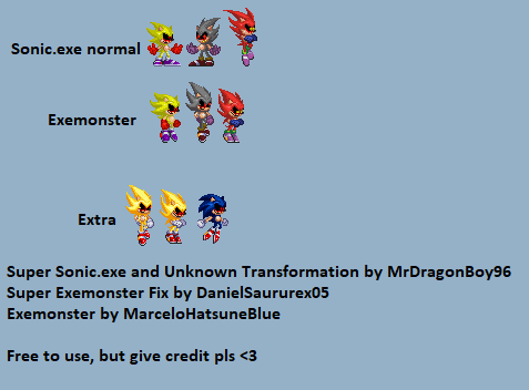 Execun Super Sonic.exe And Unknown Transformation Sprite by SuperGoku809 on ...