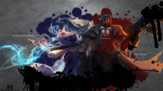 LoL - Sona and Mafia Graves Wallpaper