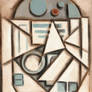 R2D2 abstract cubism painting