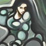 Abstract circular woman painting