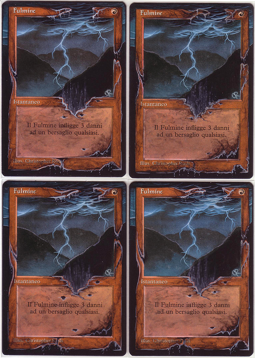 4x Lightning Bolt - altered mtg