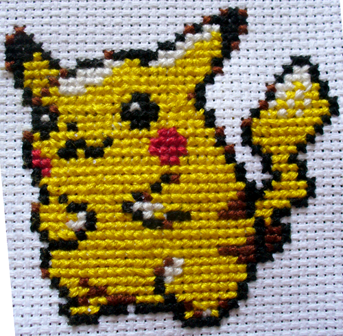 8 bit Pikachu- Pokemon Yellow Cross stitch Idea