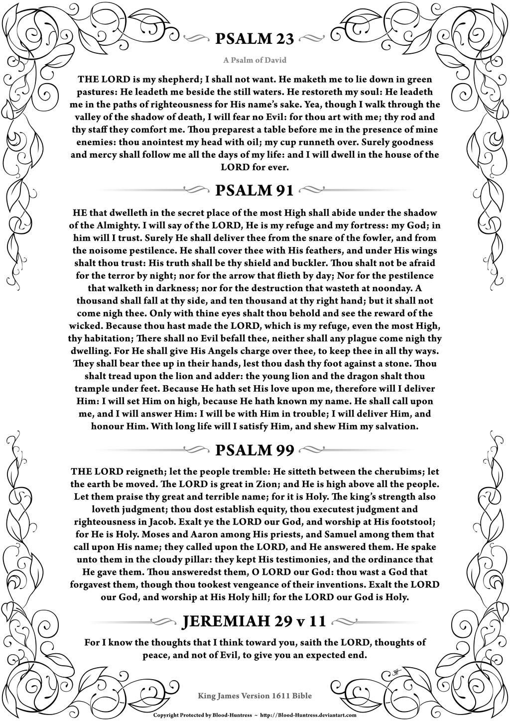 Psalm 23, 91, 99 + Jeremiah 29 v 11 Version 1