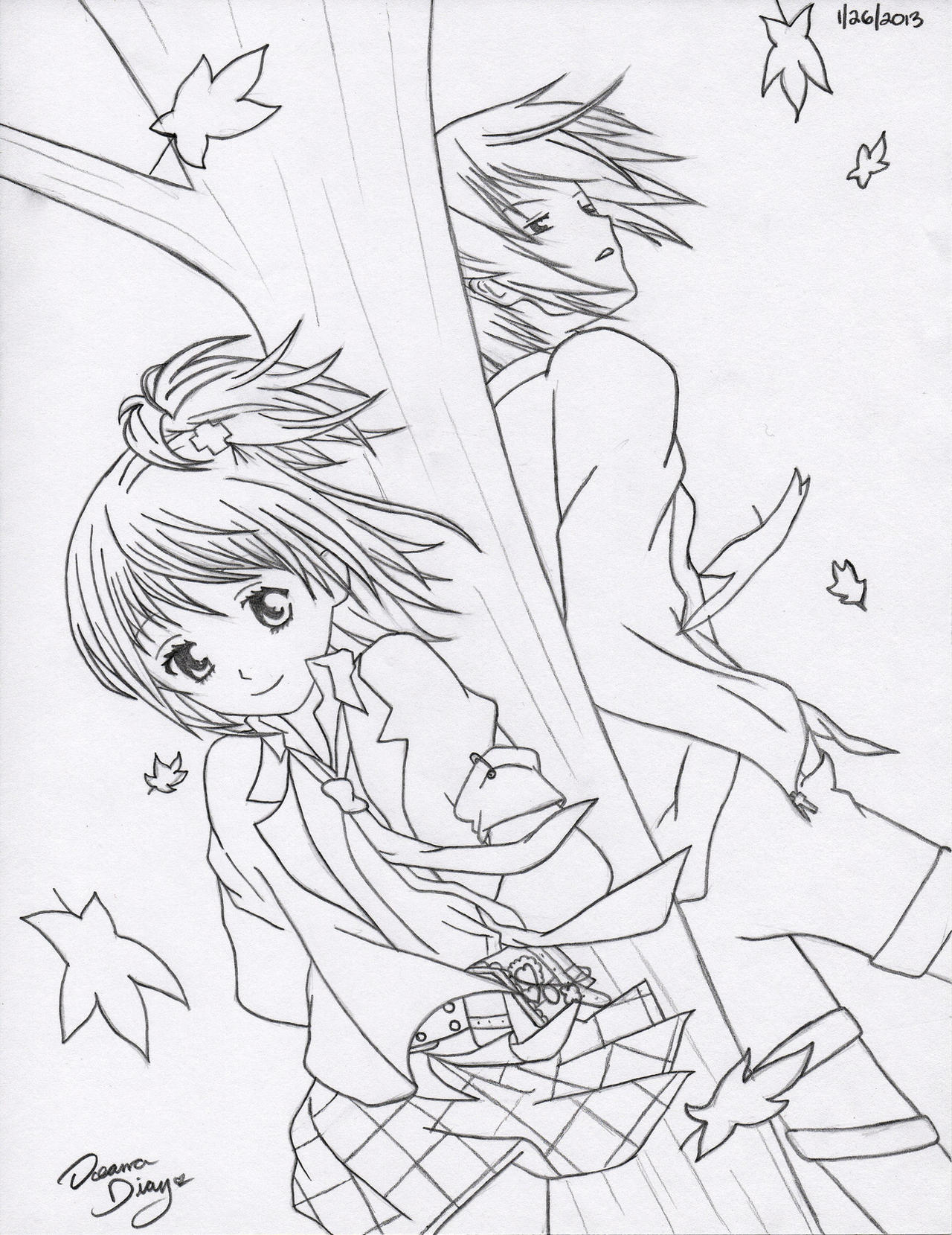 Amu and Ikuto - Windy Day (WIP)