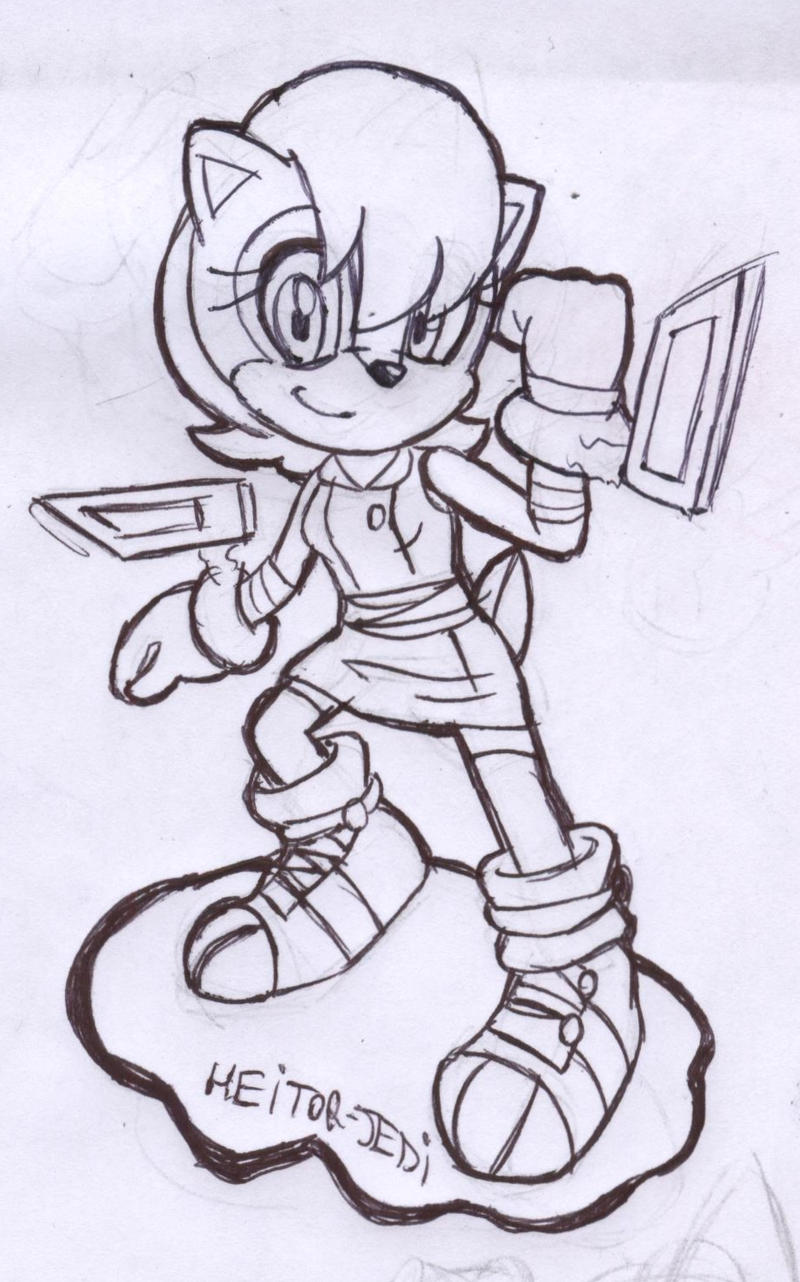 Sally wearing the clothes of Amy-Sonic Boom