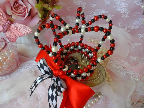 Red, Black, and White Beaded Lolita Crown