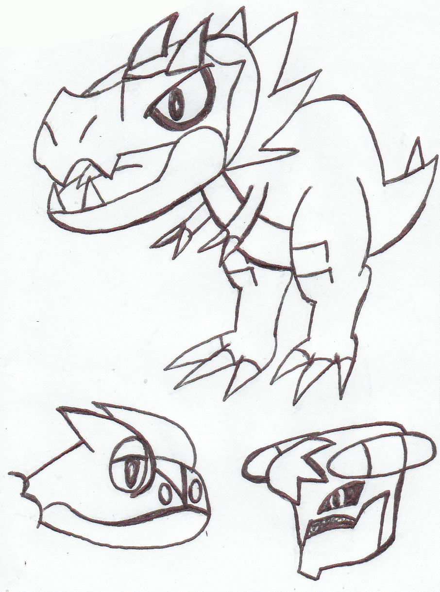 Tyrunt Frogadier and Mega Garchomp Lineart