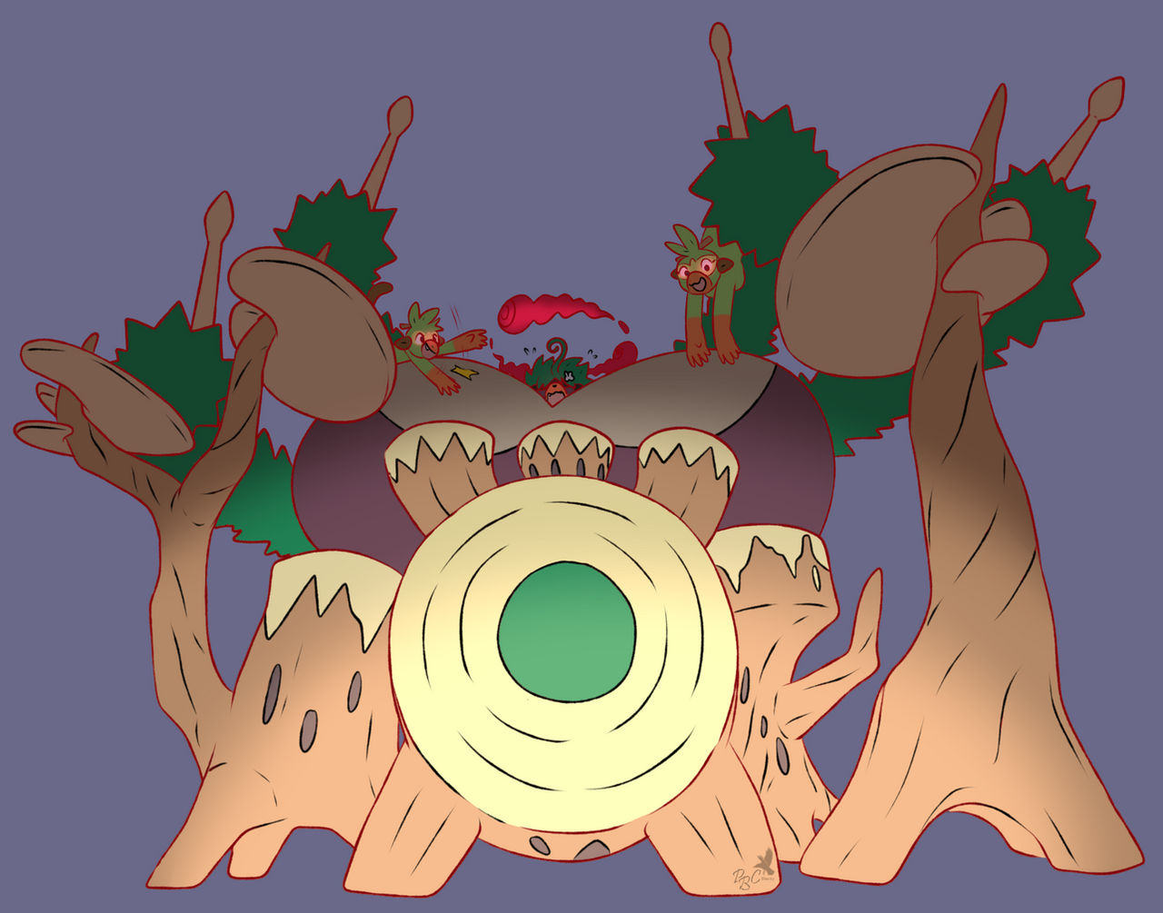 Pokemon Rillaboom Deviantart PGS_No.812b_Gigantamax Rillaboom by pitch-black-crow on DeviantArt