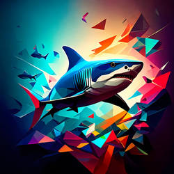 Great white shark in search of colors 