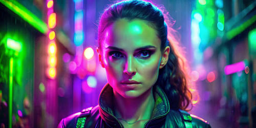 Beautiful officer Natalie in cyberpunk style