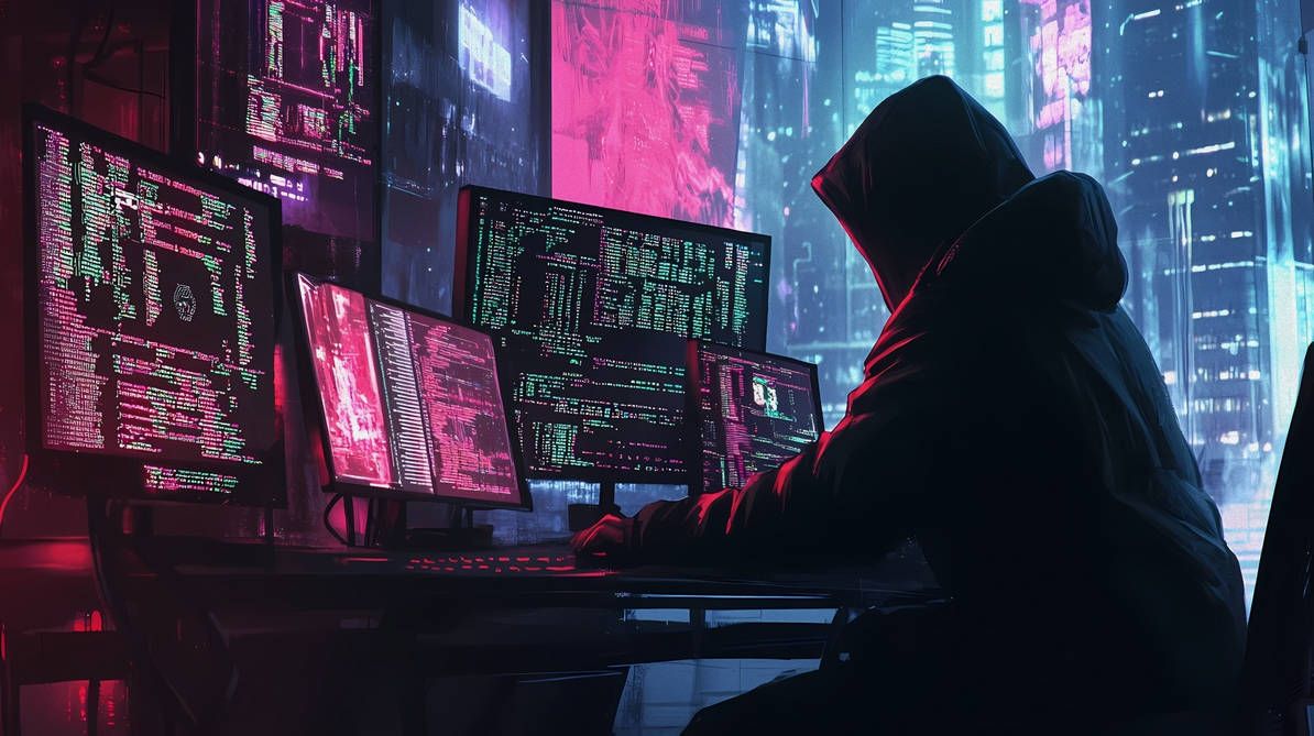 A Hacker in a hoodie sitting at a desk by DEVDES-LPZ on DeviantArt