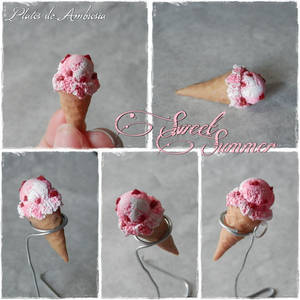 fimo jewelry Strawberry ice-cream Helado De Fresa