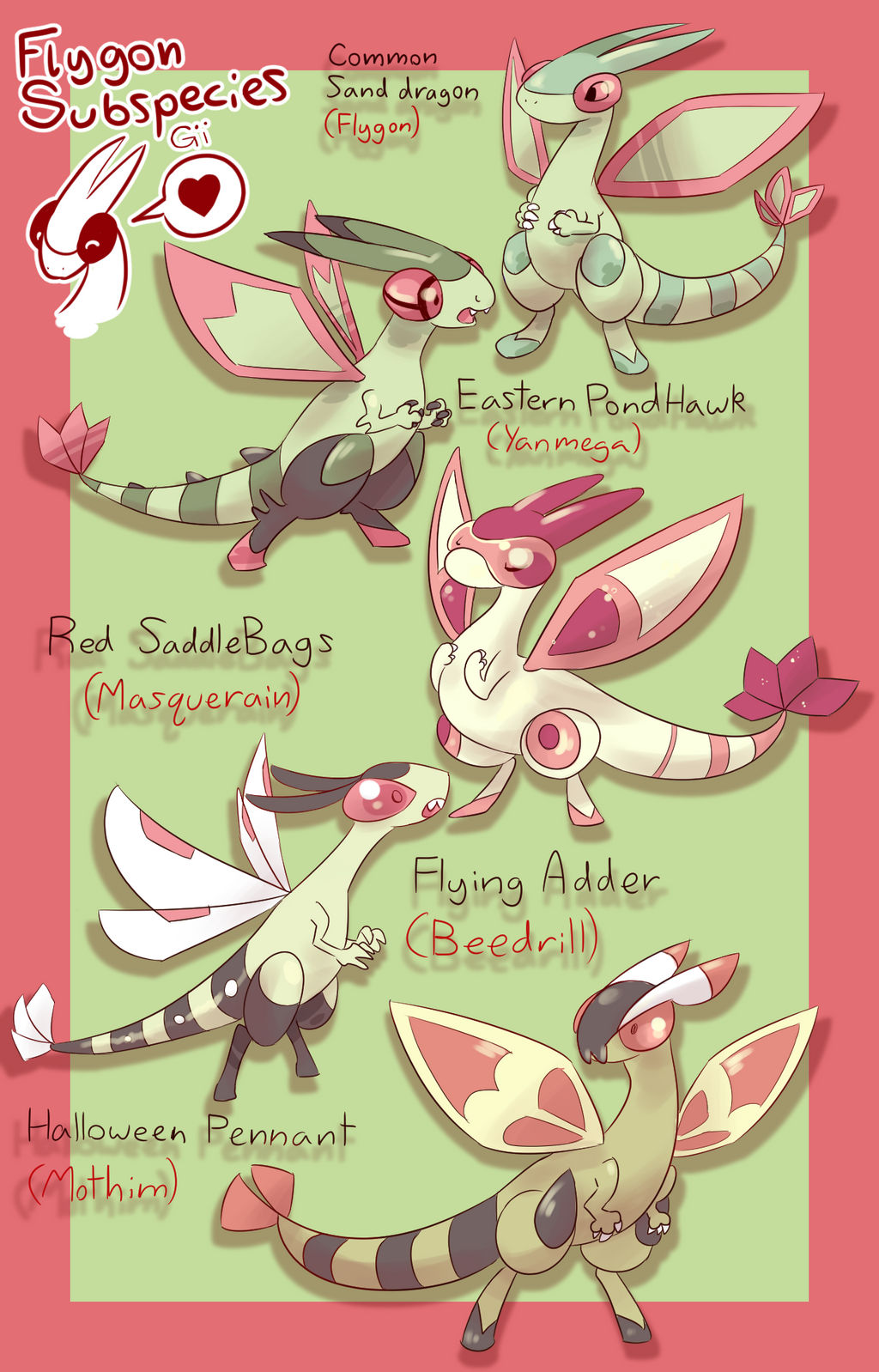 Flygon Breeding Varieties! by DoodleConner on DeviantArt