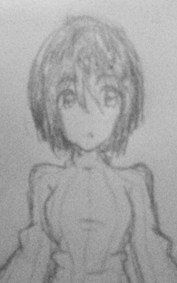 A anime drawing of a girl in a black sweater