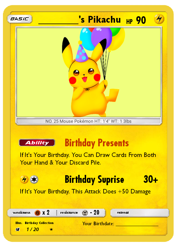 Birthday Pikachu Pokemon Card By Furbyvoice On Deviantart Birthday Pikachu Pokemon Card By Furbyvoice On Deviantart