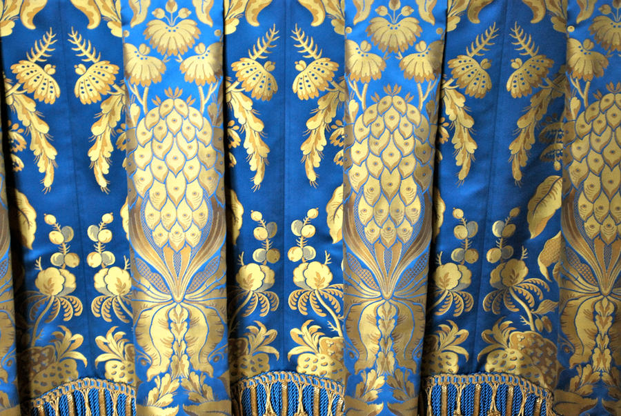 Versaille Blue and gold fabric