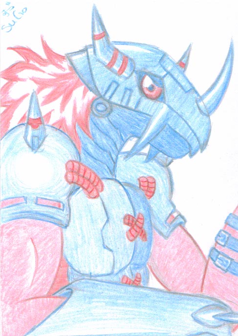 ACEO - WarGreymon in red and blue