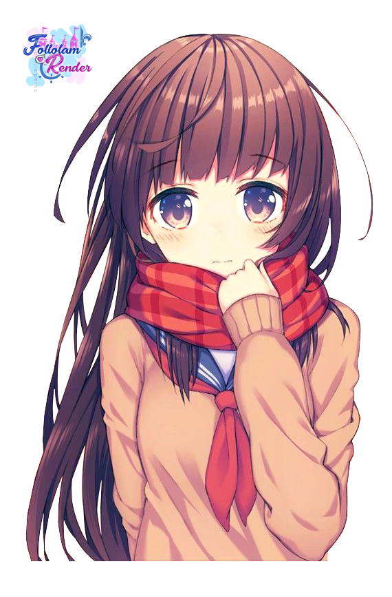 Render Cute  Anime  Girl  With Scarf by Follolam on DeviantArt