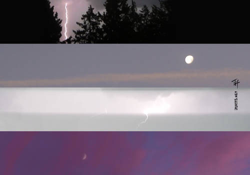 Asexual Pride flag of moons and lightnings