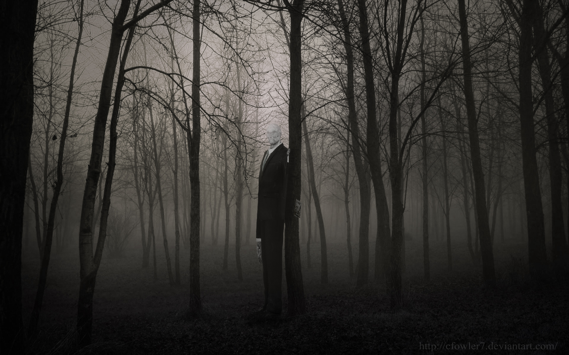 Scary Slender Man In The Woods
