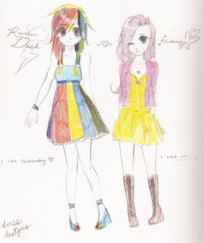 MLP+Rainbowdash+Fluttershy:Dresses