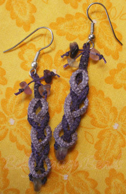 Plum Stone/Macrame Earrings