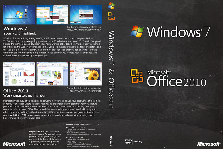 Windows 7 Office 2010 Dual Generic DVD Cover