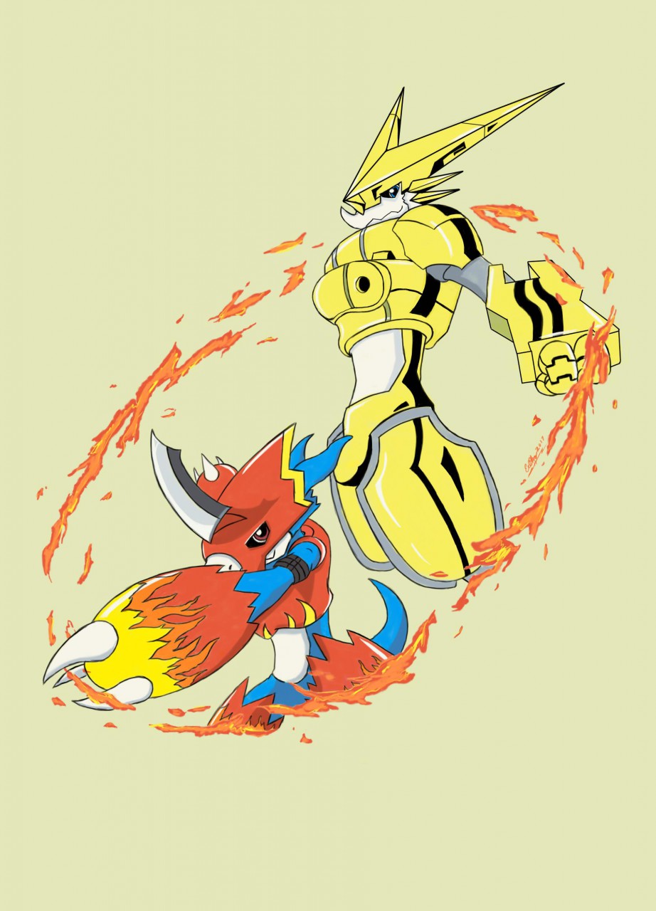 duo fire digimons by kimizukataiko on DeviantArt