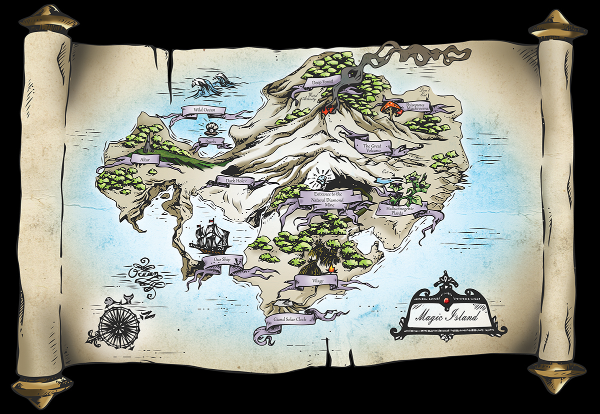 Magic Island Hand drawn map by KateAlbi on DeviantArt