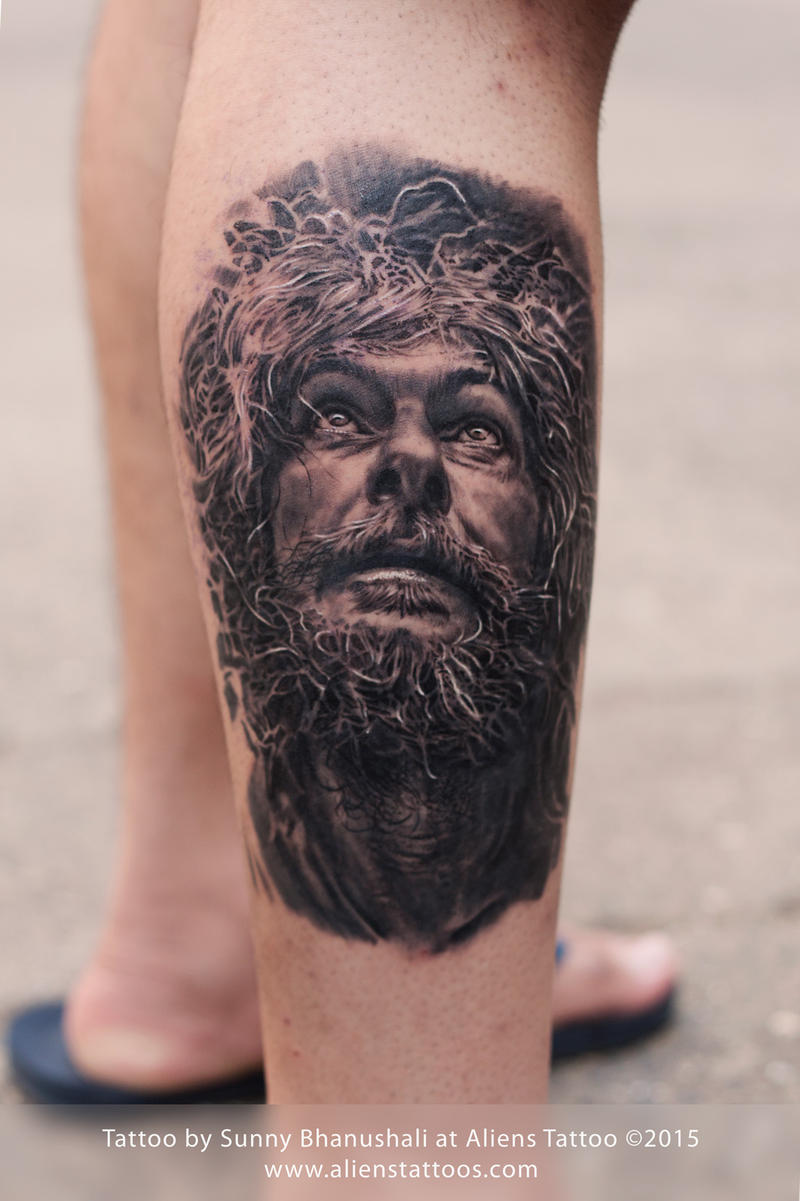 Photo-realistic Old Man Tattoo