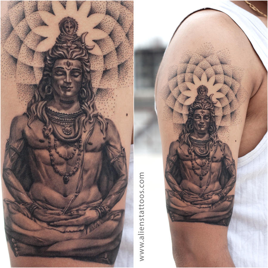 Lord Shiva with Dotwork Tattoo by Sunny Bhanushali by Javagreeen
