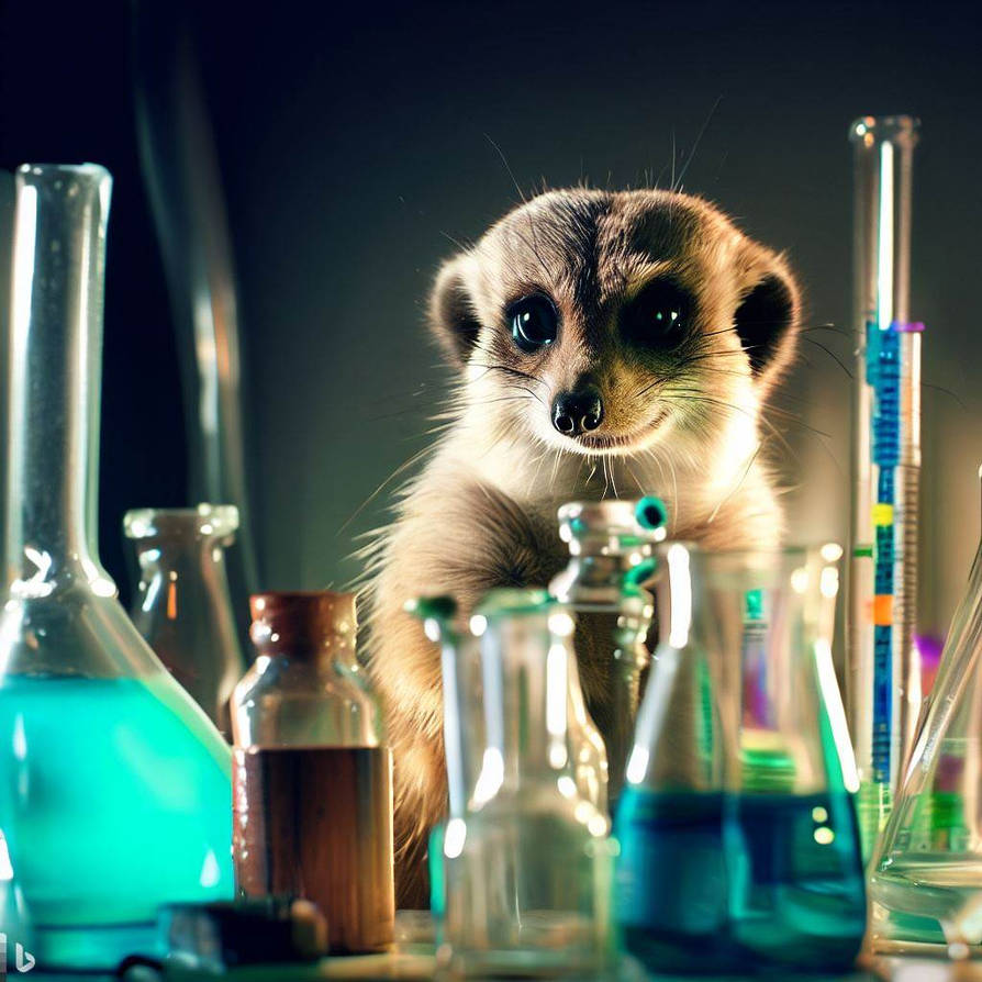 Meerkat in a Basic Chemistry Lab (AI) by TorpedoBoat on DeviantArt