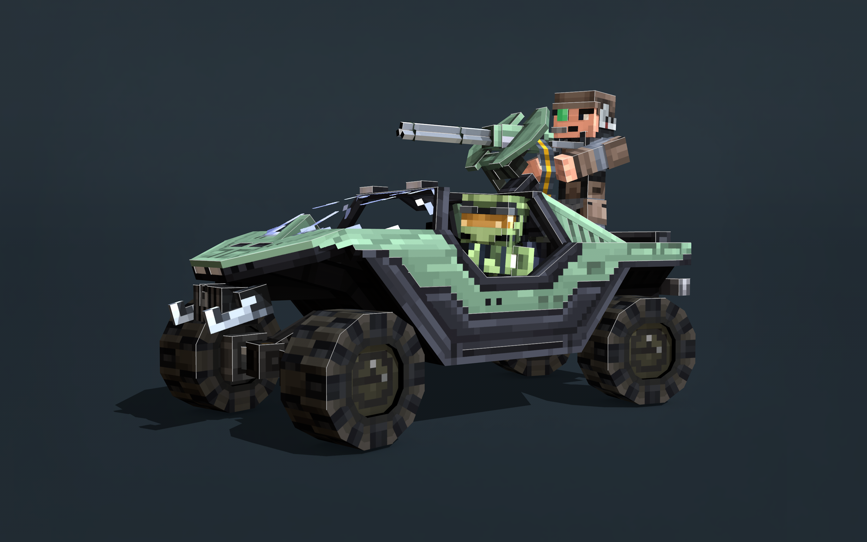 Halo:CE - A warthog with the chief and a marine