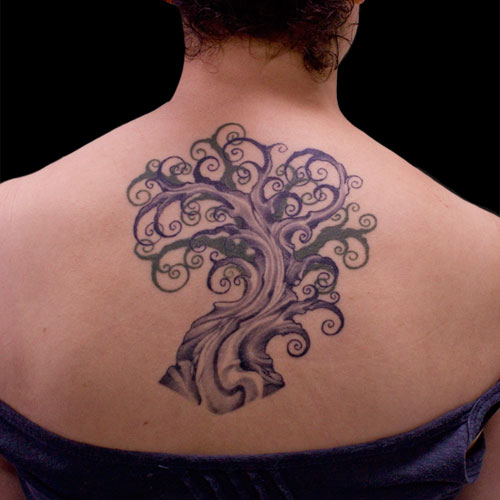 Swirly Tree Tattoo