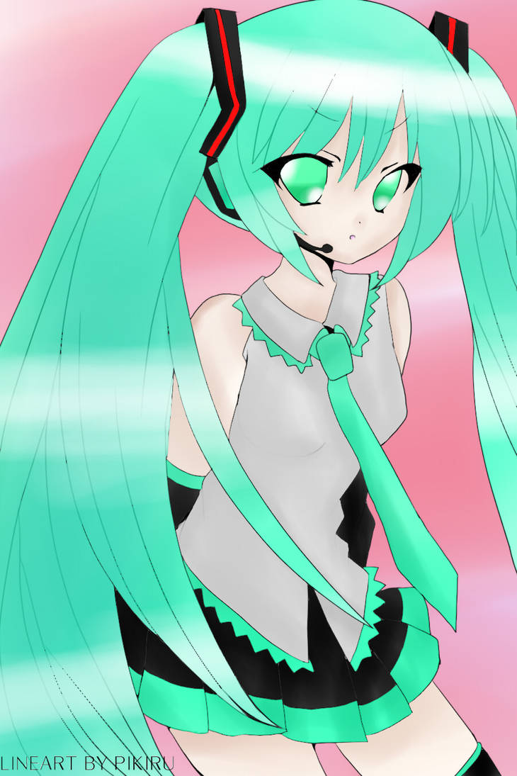 Hatsune Miku lineart by TechnologicalCat on DeviantArt