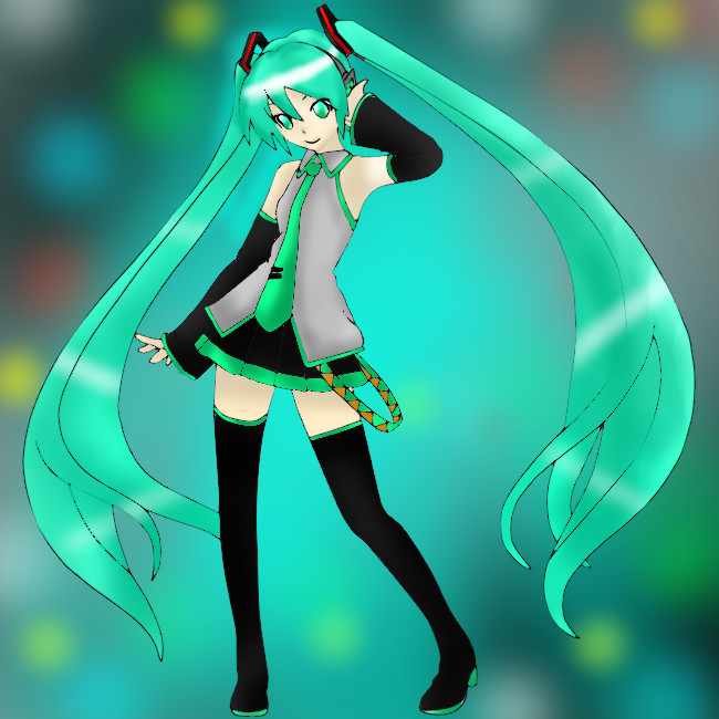 Hatsune miku lineart by TechnologicalCat on DeviantArt