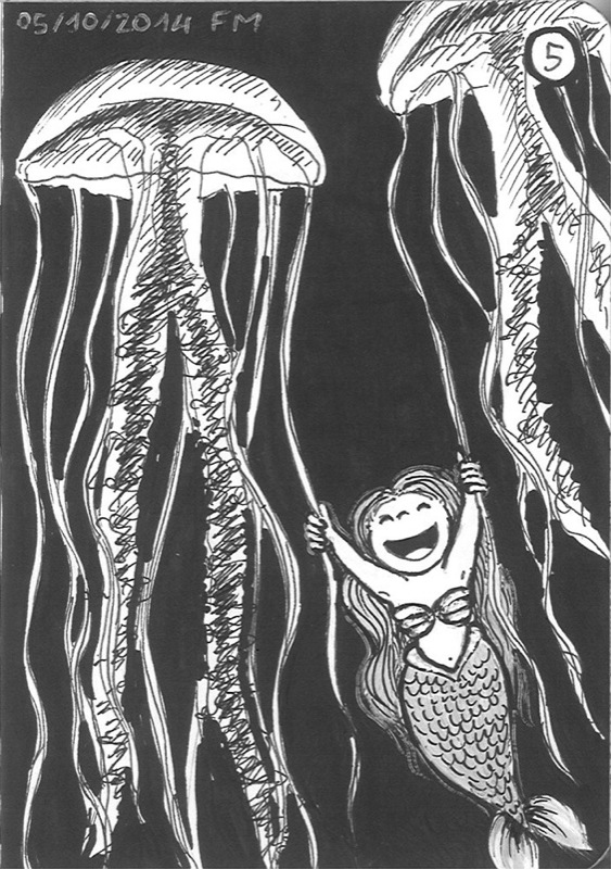 Inktober day 5: Jellyfish ride!