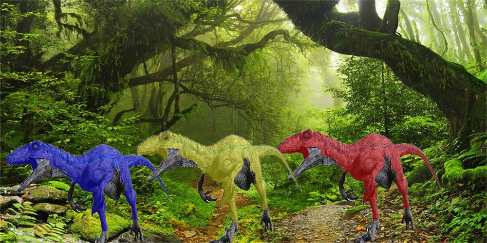 Red Raptor Vs. Blue Raptor Blue, Yellow, And Red Raptor On The Hunt by Godzillaninja2019 on DeviantArt