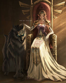 Princess Zelda and Wolf Link - TP Fanart