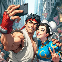 Ryu and Chun Li and a selfie to remember