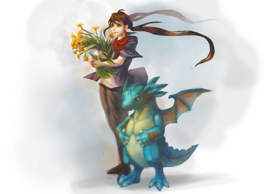 Flowers and a dragon