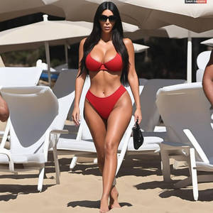 Kim Kardashian en lencera roja bikini sexy