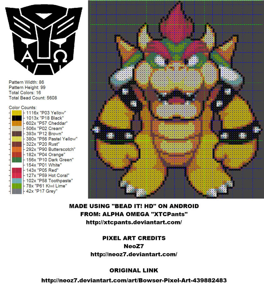 Bowser Perler Bead Pattern by XTCPants on DeviantArt