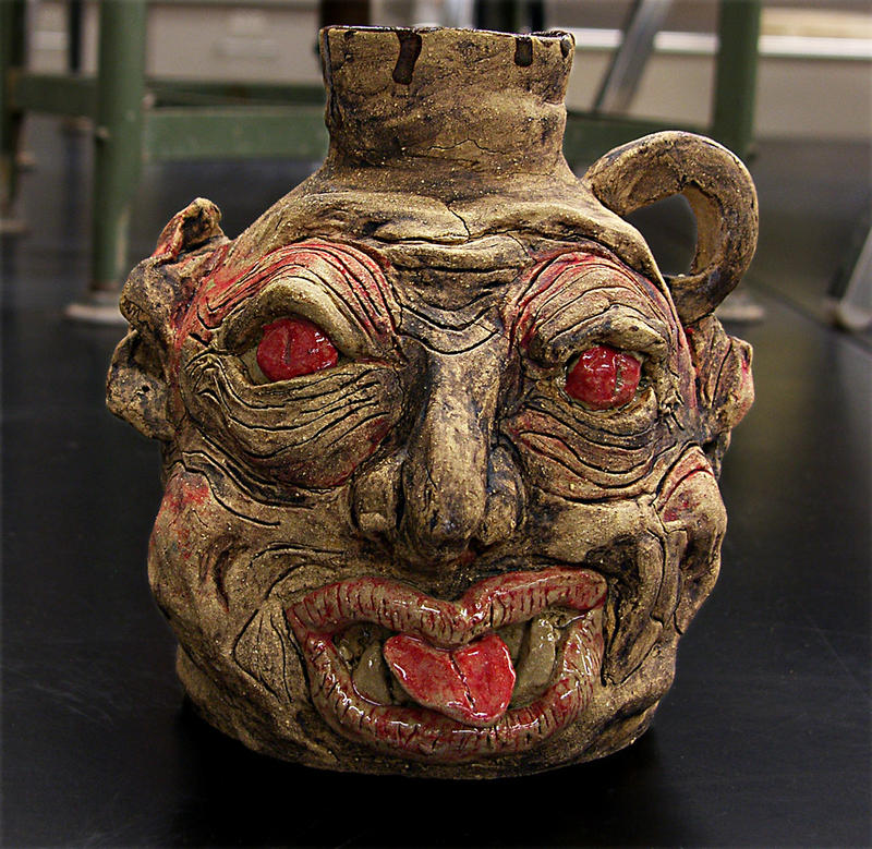 MY HORRIBLE FACE JUG FIRED