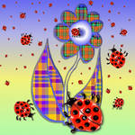 Plaid flower and Ladybugs by CorazondeDios