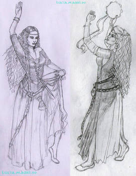 Two Esmeralda's sketches