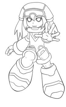 Pink Call Mighty No. 9 -lineart