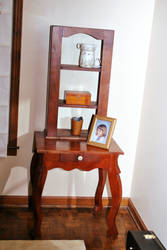 End table and shelf Stained