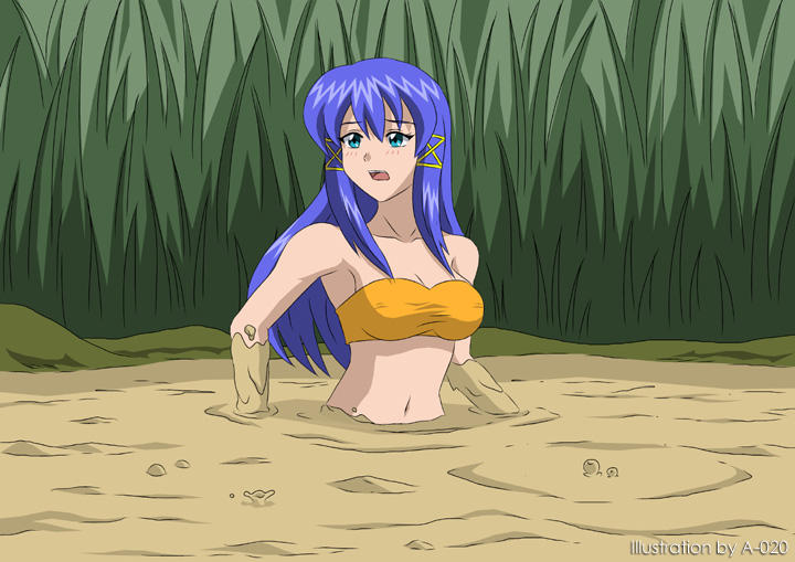 Girl in quicksand. A-020 Quicksand. Blue Dragon girl Quicksand.
