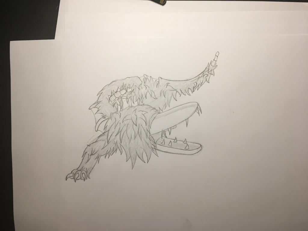 SCP-682 sketch by BellTale on DeviantArt